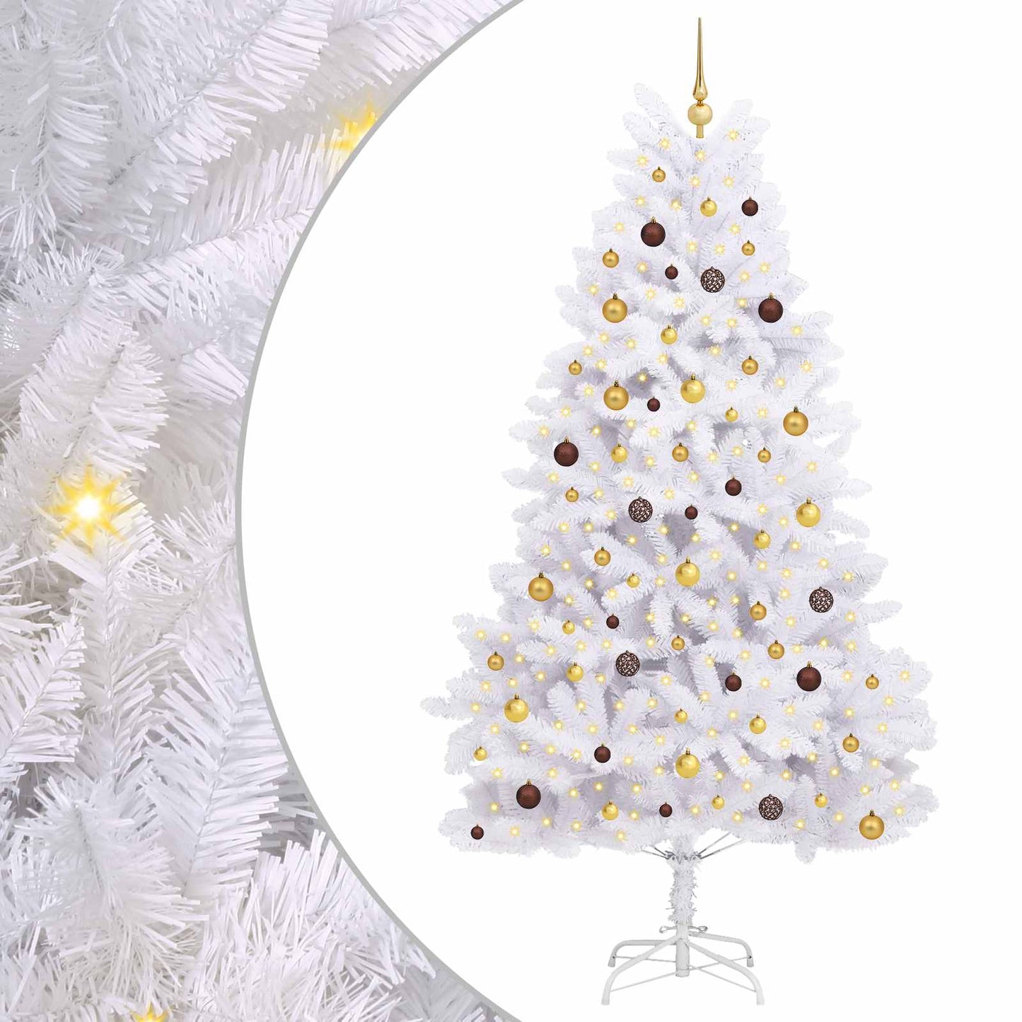 Kunstkerstboom Wit 120 x 120 x 240 cm PVC en Metaal
