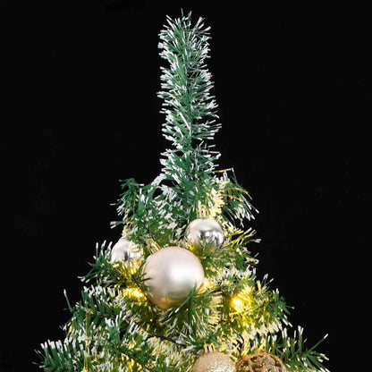Kunstkerstboom met 300 LED's kerstballen en sneeuw 210 cm
