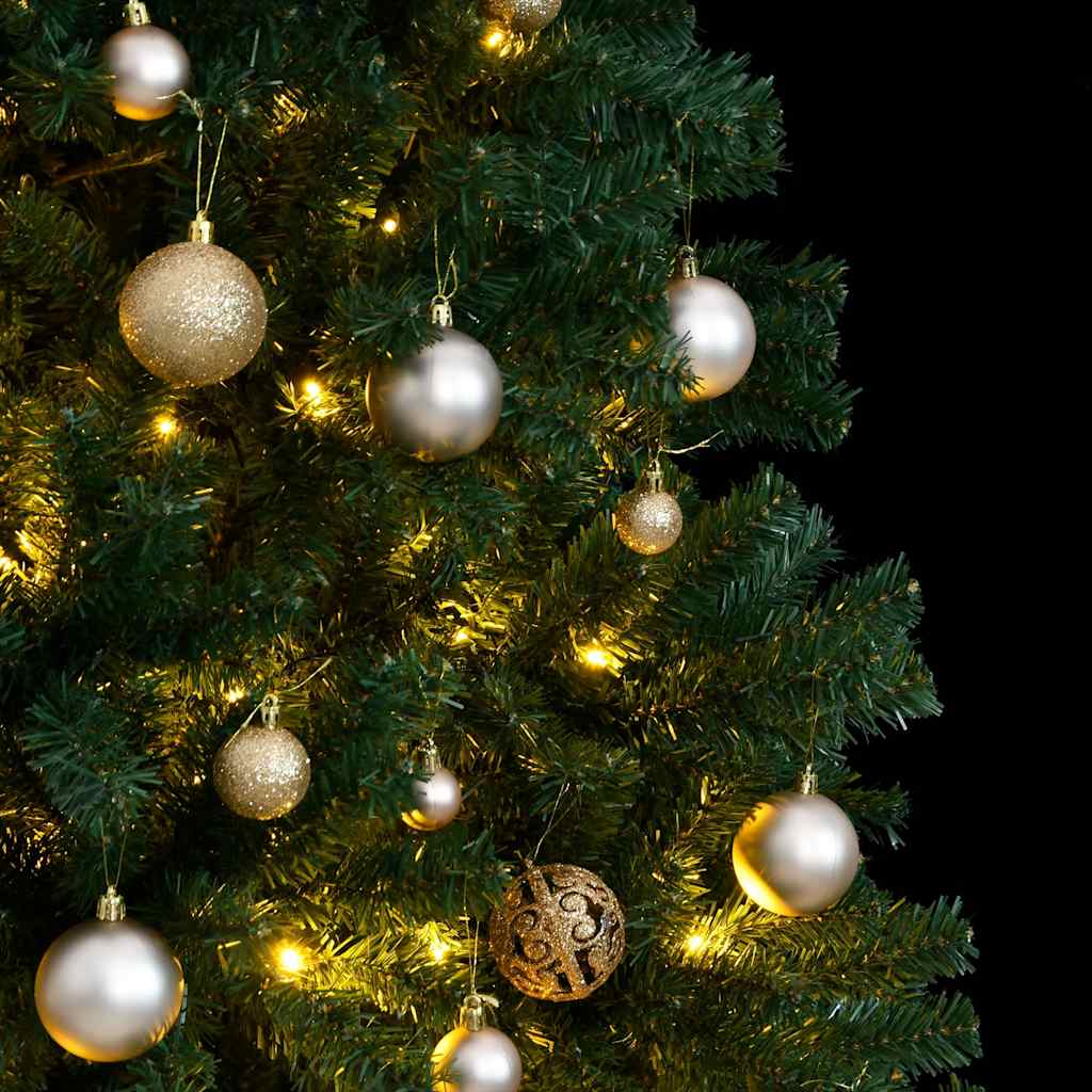 Kunstkerstboom met scharnieren 300 LED's en kerstballen 210 cm