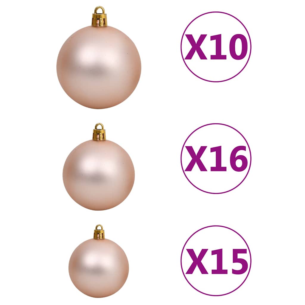 Kunstkerstboom met scharnieren 300 LED's en kerstballen 210 cm
