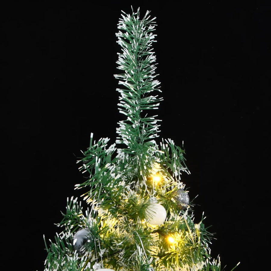 Kunstkerstboom Met 300 Led's Kerstballen En Sneeuw 210 cm met LED's en witte ballen