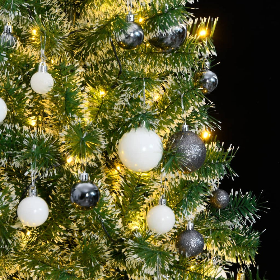 Kunstkerstboom Met 300 Led's Kerstballen En Sneeuw 210 cm met LED's en witte ballen