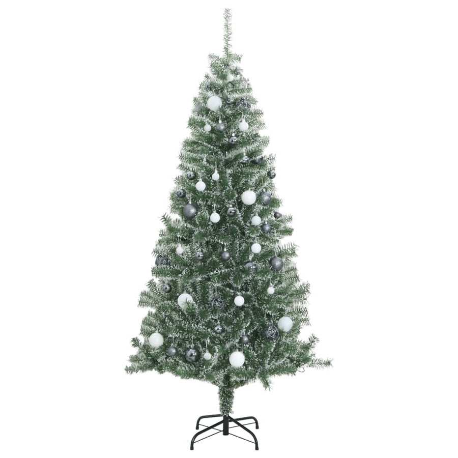 Kunstkerstboom Met 300 Led's Kerstballen En Sneeuw 240 cm met LED's en witte ballen
