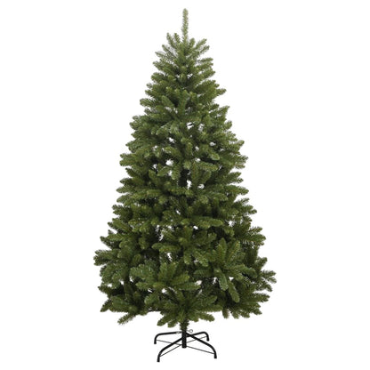 Kunstkerstboom Met Scharnieren 300 Led's En Kerstballen Groen 180 cm met LED's en witte ballen