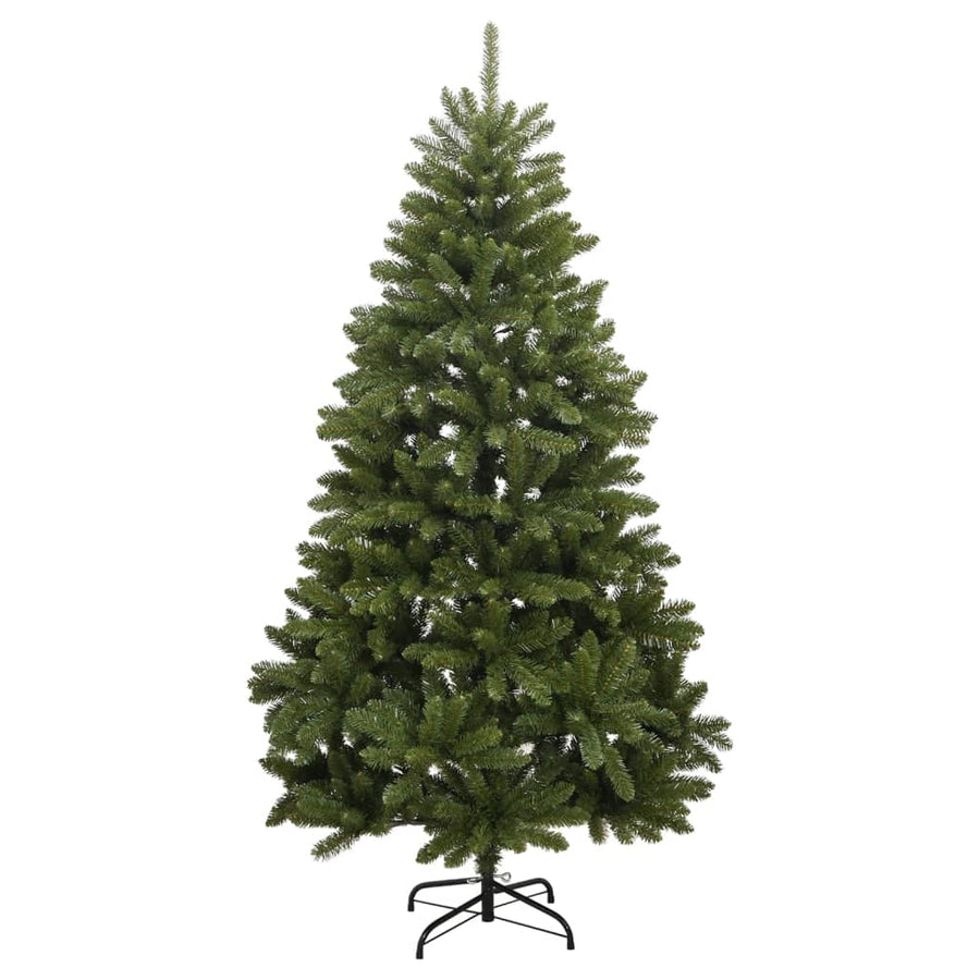Kunstkerstboom Met Scharnieren 300 Led's En Kerstballen Groen 180 cm met LED's en witte ballen