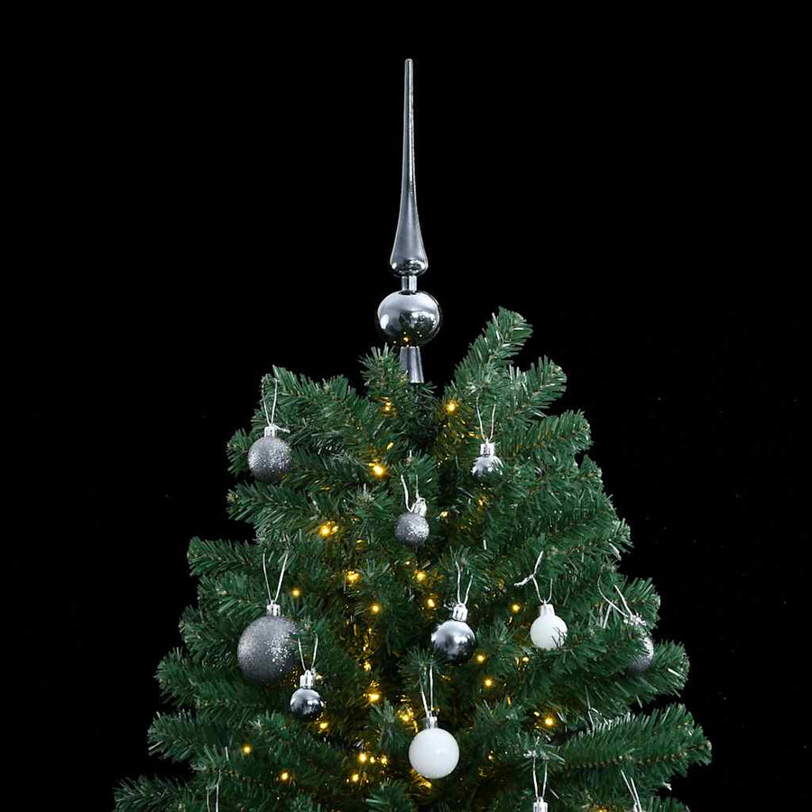 Kunstkerstboom met scharnieren 300 LED's en kerstballen 210 cm