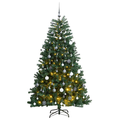 Kunstkerstboom met scharnieren 300 LED's en kerstballen 240 cm