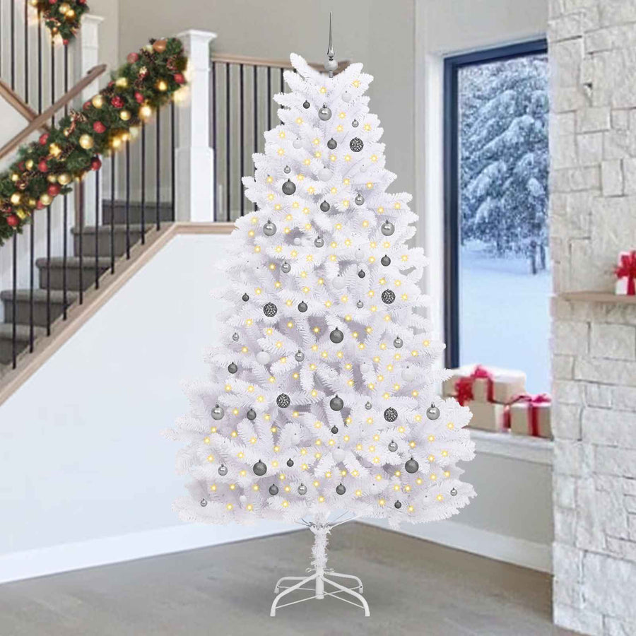 Kunstkerstboom Wit 128 x 128 x 270 cm PVC en Metaal