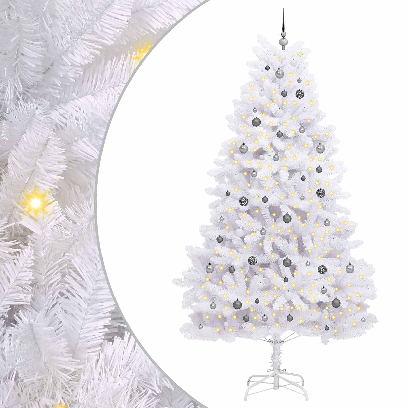 Kunstkerstboom Wit 128 x 128 x 270 cm PVC en Metaal