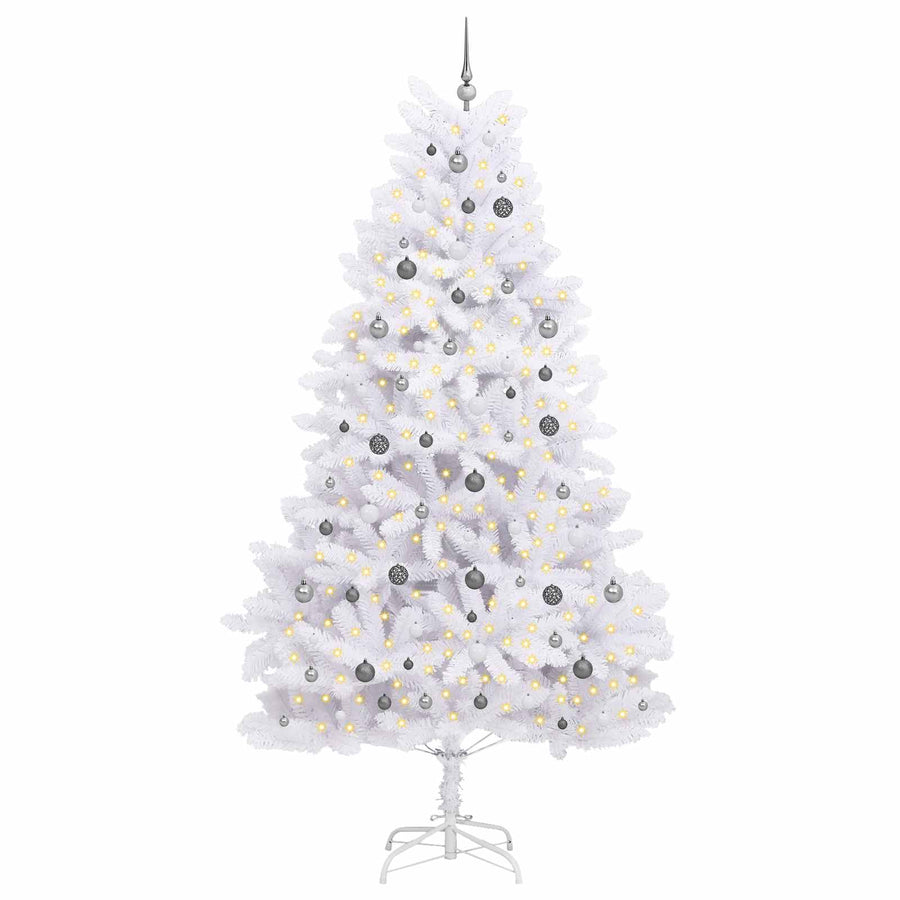 Kunstkerstboom Wit 128 x 128 x 270 cm PVC en Metaal