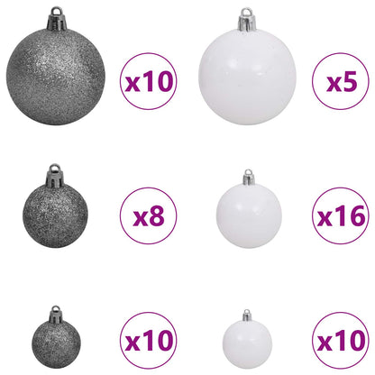 Kunstkerstboom 138 X 138 X Pvc En Metaal Wit 300 cm met LED's en witte/grijze ballen