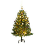 Kunstkerstboom Met Scharnieren 50 Led's En Kerstballen 120 cm met LED's en goudkleurige ballen