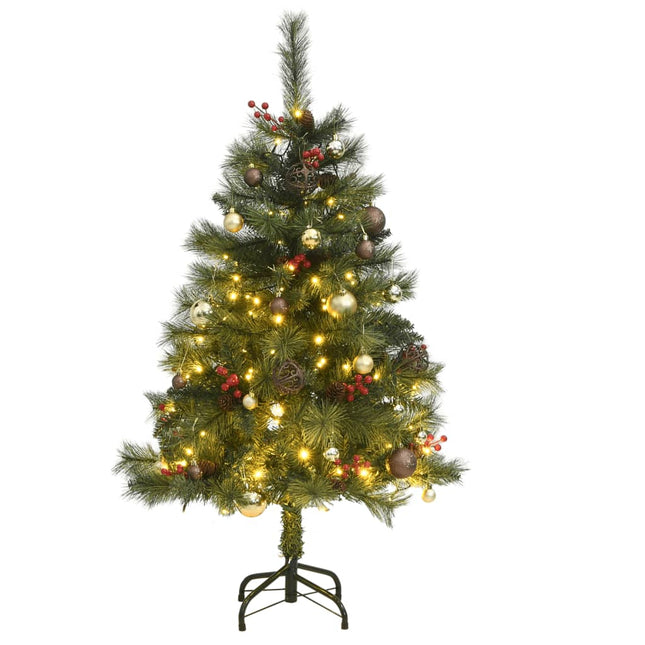 Kunstkerstboom Met Scharnieren 50 Led's En Kerstballen 120 cm met LED's en goudkleurige ballen