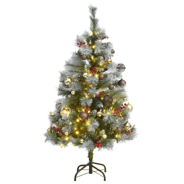 Kunstkerstboom Met Scharnieren 50 Led's En Kerstballen 120 cm met LED's en goudkleurige ballen