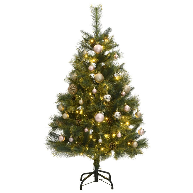 Kunstkerstboom Met Scharnieren 50 Led's En Kerstballen 120 cm with leds & rose gold balls