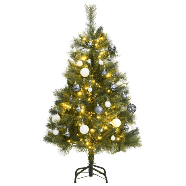 Kunstkerstboom Met Scharnieren 50 Led's En Kerstballen 120 cm met LED's en witte ballen