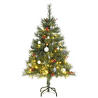 Kunstkerstboom Met Scharnieren 50 Led En Kerstballen 120 cm met LED's en witte ballen