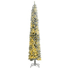 Kerstboom Smal Met 300 Led's En Sneeuw Groen En Wit 270 cm Met LED's