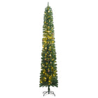 Kerstboom Smal Met 300 Led's En Kerstballenset Groen 270 cm met LED's en goudkleurige ballen