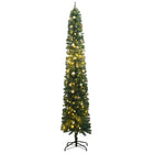 Kerstboom Smal Met 300 Led's En Kerstballenset Groen 270 cm with leds & rose gold balls