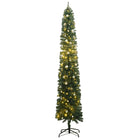 Kerstboom Smal 300 Led's En Kerstballen Groen 300 cm with leds & rose gold balls