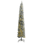 Kerstboom Smal Met 300 Led's Kerstballen En Sneeuw Groen En Wit 270 cm with leds & rose gold balls