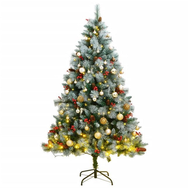 Kunstkerstboom Met Scharnieren 300 Led's En Kerstballen 210 cm with leds & rose gold balls