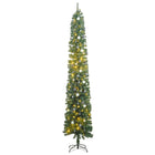 Kerstboom Smal Met 300 Led's En Kerstballenset Groen 270 cm met LED's en witte ballen