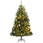 Kunstkerstboom Met Scharnieren 300 Led's En Kerstballen 180 cm met LED's en witte ballen