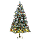 Kunstkerstboom Met Scharnieren 300 Led's En Kerstballen 180 cm met LED's en witte ballen