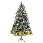 Kunstkerstboom Met Scharnieren 300 Led's En Kerstballen 210 cm met LED's en witte ballen