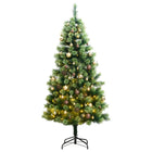 Kunstkerstboom Met Scharnieren 50 Led En Kerstballen 120 cm met LED's en goudkleurige ballen