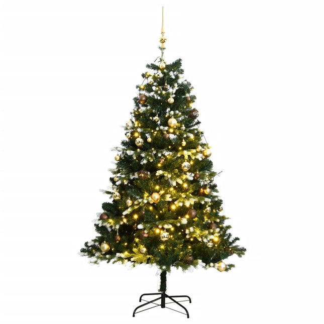 Kunstkerstboom Met Scharnieren 50 Led En Kerstballen 120 cm met LED's en goudkleurige ballen