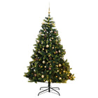 Kunstkerstboom Met Scharnieren 50 Led En Kerstballen 120 cm met LED's en goudkleurige ballen