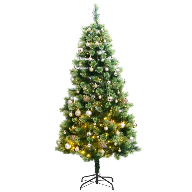 Kunstkerstboom Met Scharnieren 50 Led En Kerstballen 120 cm with leds & rose gold balls