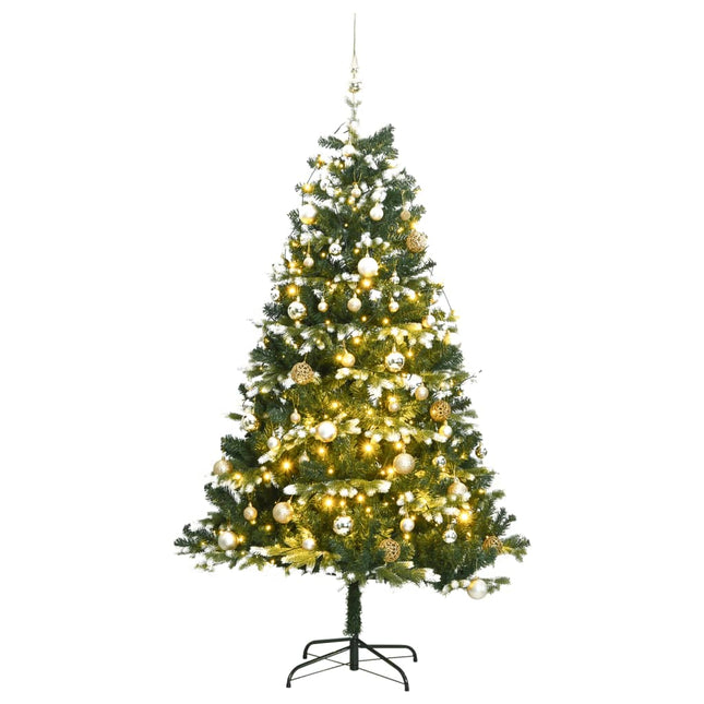 Kunstkerstboom Met Scharnieren 50 Led En Kerstballen 120 cm with leds & rose gold balls