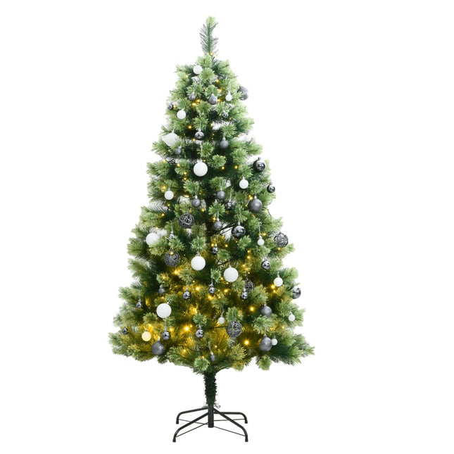 Kunstkerstboom Met Scharnieren 50 Led's En Kerstballen 150 cm met LED's en witte ballen