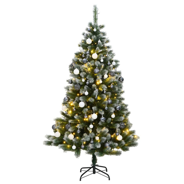 Kunstkerstboom Met Scharnieren 50 Led's En Kerstballen 150 cm met LED's en witte ballen