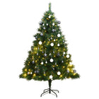 Kunstkerstboom Met Scharnieren 50 Led En Kerstballen 120 cm met LED's en witte ballen