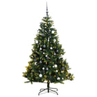 Kunstkerstboom Met Scharnieren 50 Led En Kerstballen 120 cm met LED's en witte ballen