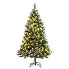 Kunstkerstboom Met Scharnieren 300 Led's En Sneeuw 240 cm Met LED's