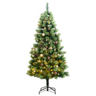 Kunstkerstboom Met Scharnieren 300 Led's En Kerstballen 210 cm met LED's en goudkleurige ballen