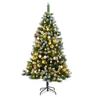 Kunstkerstboom Met Scharnieren 300 Led's En Kerstballen 210 cm met LED's en goudkleurige ballen