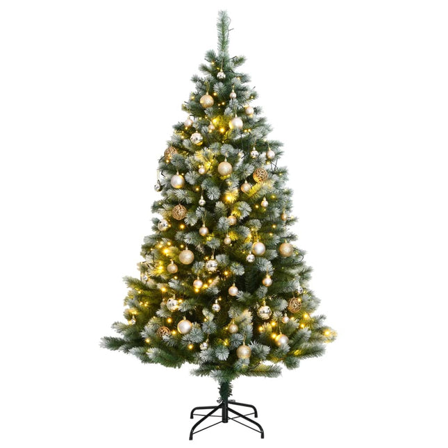 Kunstkerstboom Met Scharnieren 300 Led's En Kerstballen 240 cm with leds & rose gold balls