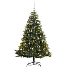 Kunstkerstboom Met Scharnieren 300 Led's En Kerstballen 210 cm with leds & rose gold balls