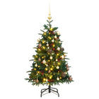 Kunstkerstboom Met Scharnieren 50 Led's En Kerstballen 120 cm met LED's en goudkleurige ballen