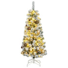 Kunstkerstboom Met Scharnieren 50 Led En Kerstballen 120 cm met LED's en goudkleurige ballen