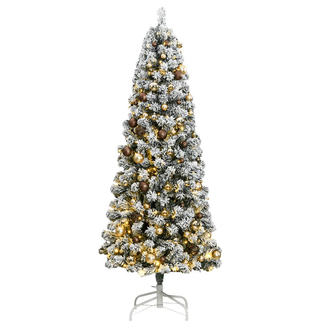 Kunstkerstboom Met Scharnieren 300 Led's En Kerstballen 180 cm met LED's en goudkleurige ballen