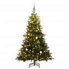 Kunstkerstboom Met Scharnieren 300 Led's En Kerstballen 180 cm met LED's en witte ballen