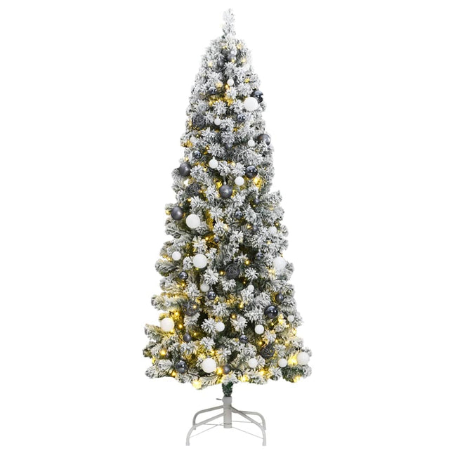 Kunstkerstboom Met Scharnieren 300 Led's En Kerstballen 180 cm met LED's en witte ballen